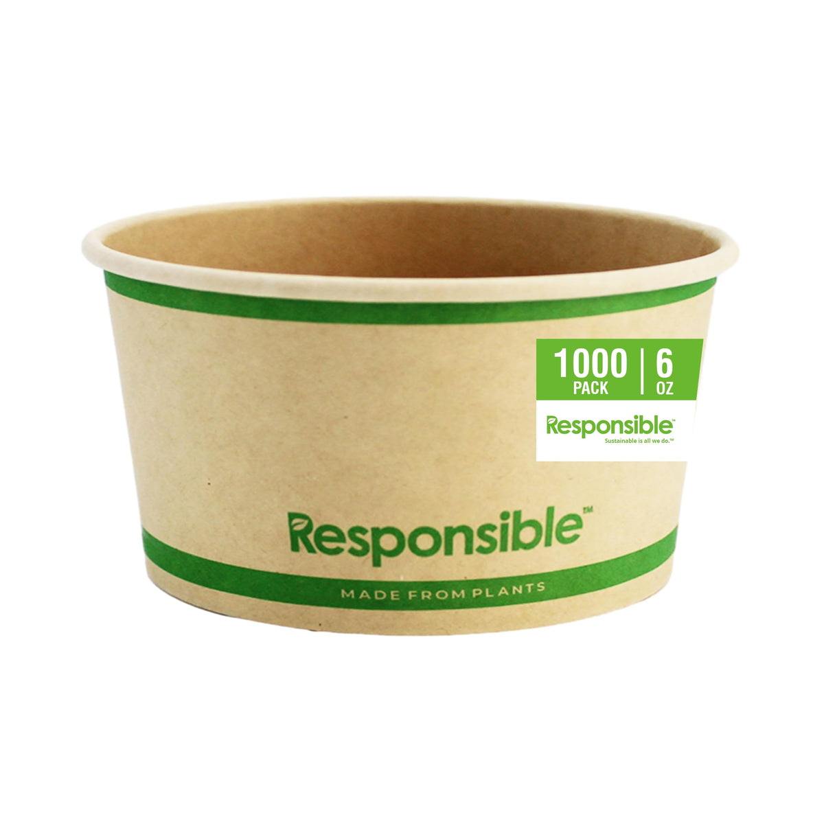 6 oz Paper Food Containers by Responsible Products – 6.0 fluid_ounces, Other, White, Model RP-SB12W-500