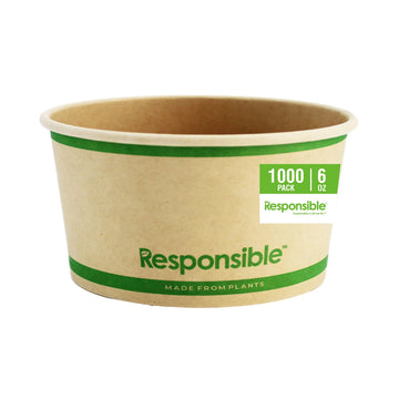 6 oz Paper Food Containers by Responsible Products – 6.0 fluid_ounces, Other, White, Model RP-SB12W-500