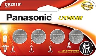 Panasonic CR2016 3.0 Volt Long Lasting Lithium Coin Cell Batteries in Child Resistant, Standards Based Packaging, 4 Pack