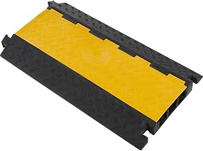 Global Industrial 3-Channel Industrial Cable Protector, 22,000 lbs. Cap., Black & Yellow
