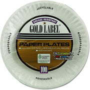 CP9GOEWH Gold Label Coated Paper Plates by AJM Packaging – Medium, Paper, White, Model AJMCP9GOEWH