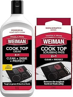 Weiman Heavy Duty Glass & Ceramic Cooktop Cleaner, 10 Oz & 3 Scrubbing Pads