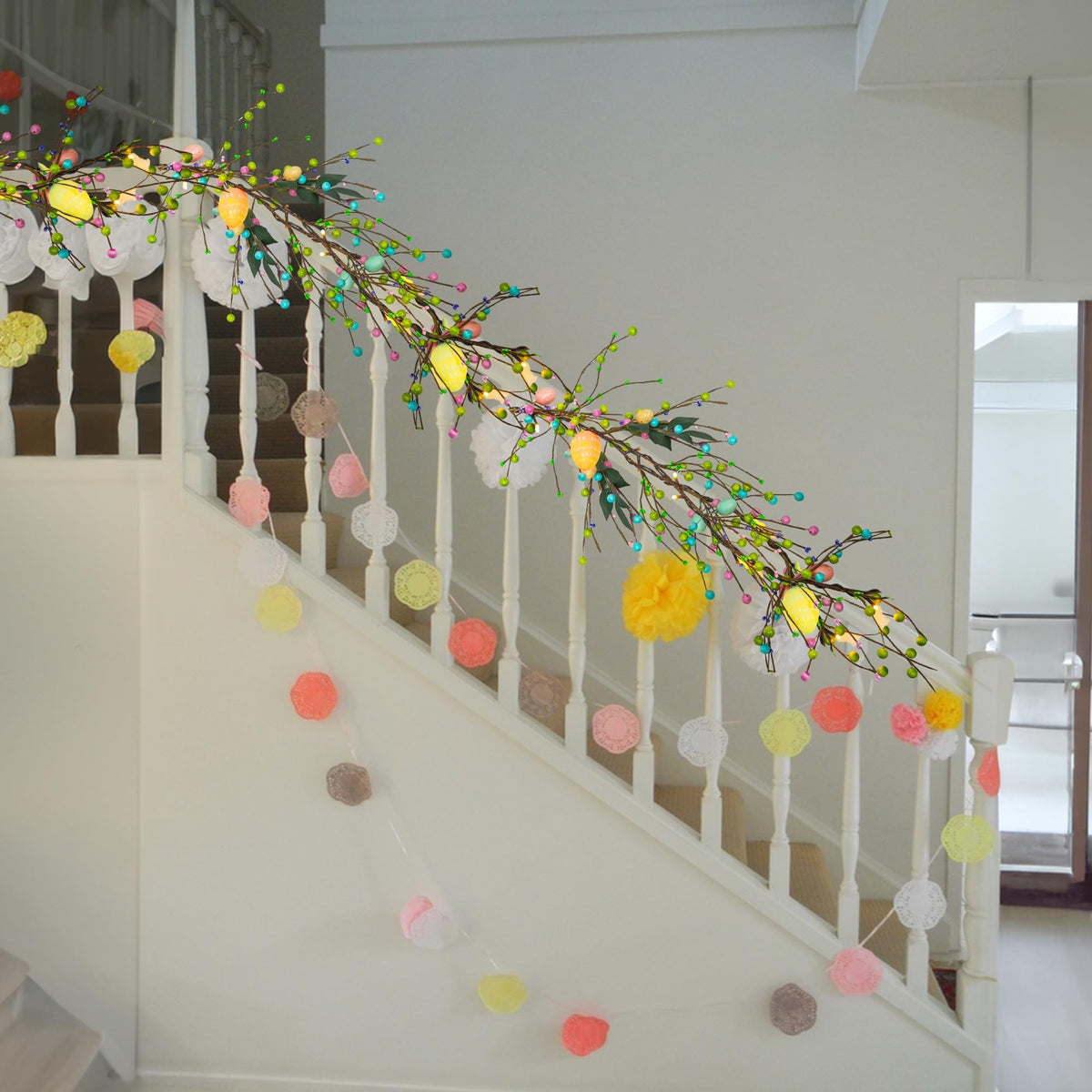6 FT by NEROSUN – 1 Pack, Plastic, Green, Model Easter Egg Garland
