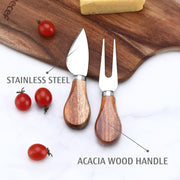 Hecef Acacia Wood Cheese Board Set, 12 x 8.7 Inches, With 2 Knives