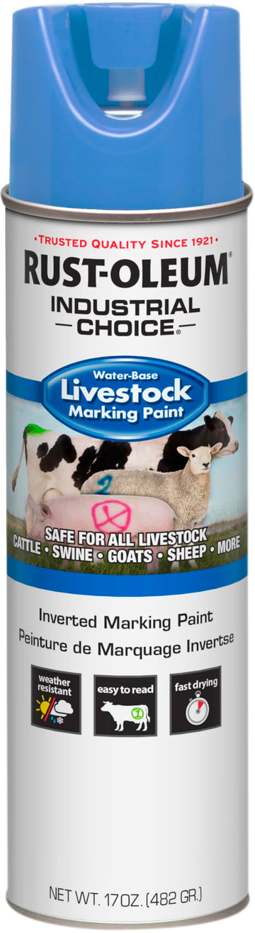 Livestock Marking Spray Paint by Rust-Oleum – 17 Ounce (Pack of 1), Fluorescent Blue, Model 383019