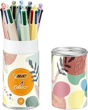 BIC 4 Colours Mineral & Pastel Ballpoint Pen Medium Tip (1.00mm) - Assorted Barrel in Mineral and Pastel Shades, Pack of 8