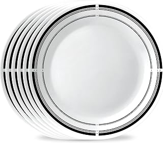 Corelle Vitrelle 10.25" Dinner Plates Set, Triple Layer Glass and Chip Resistant, Lightweight Round Plates, 6-Piece Brasserie