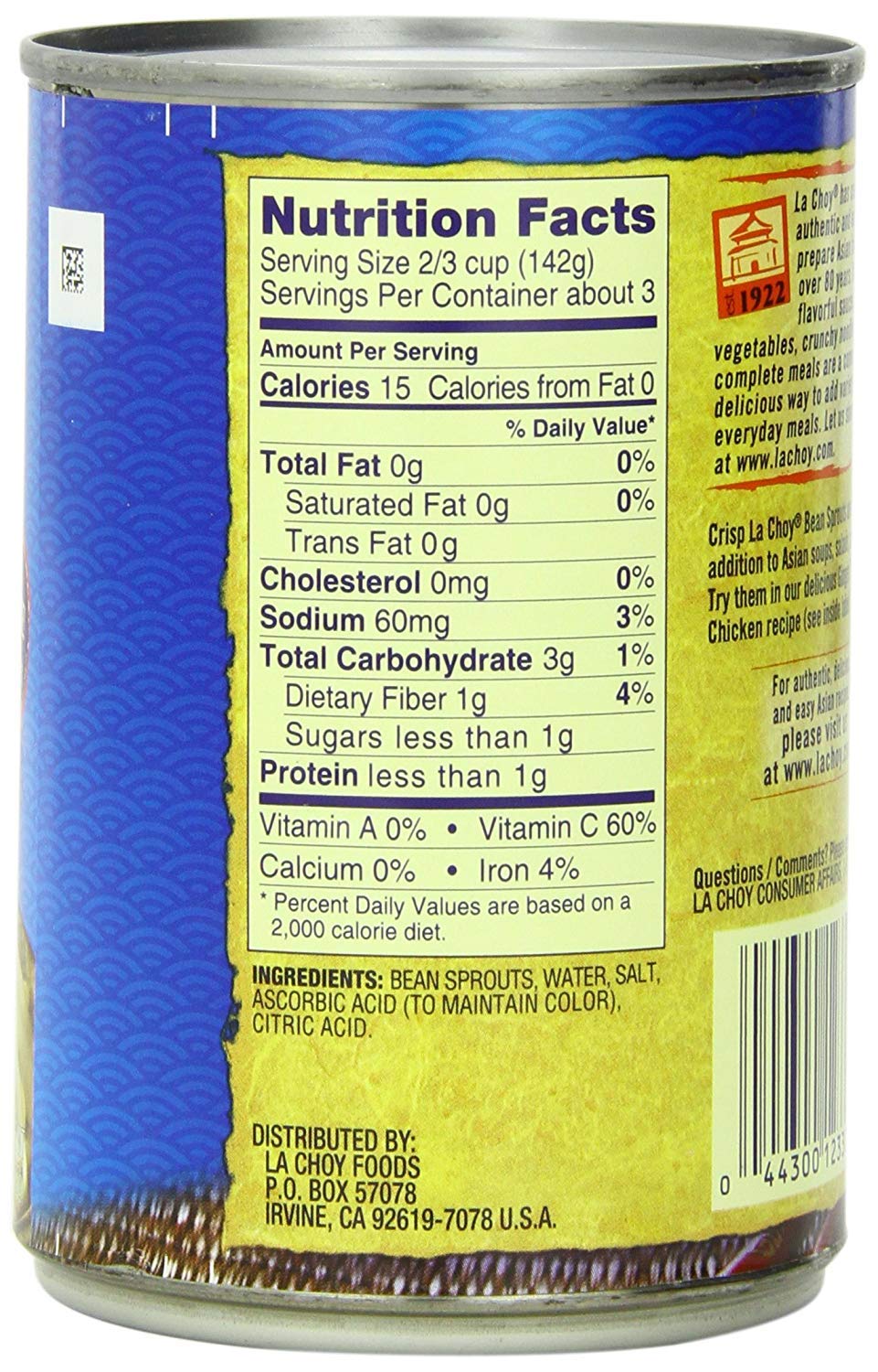 La Choy Bean Sprouts / 14 Ounce (Pack of 12) / Natural Flavor Canned, Jarred & Packaged Foods
