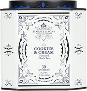 Harney & Sons Cookies & Cream Black Tea, 30 Sachets in Tin | Black tea with vanilla and chocolate flavors. Contains caffeine.