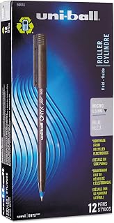 Uni-Ball 60041 Onyx Roller Ball Stick Dye-Based Pen Blue Ink Micro Dozen