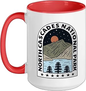 North Cascades National Park Ceramic Mug, Red/White, 15oz
