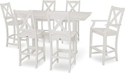 Polywood Braxton 7-Piece Farmhouse Trestle Bar Set in White