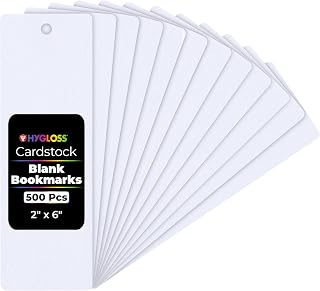 Hygloss Blank Bookmarks to Decorate - 500 White DIY Bookmark Cardstock Blanks - 2x6 Inch, Pre-Punched Hole - Perfect for Craft Projects, Classroom Activities, Custom Gifts - 65 lb Paper