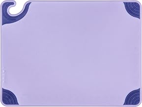 San Jamar Saf-T-Grip Cutting Board for Restaurants, Saf-T-Zone Cutting Board, 15" X 20", Purple