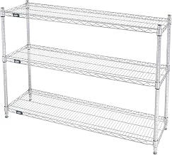 Nexel 3 Shelf Chrome Wire Shelving Unit Starter 48"" W x 12"" D x 34"" H - 1 Each