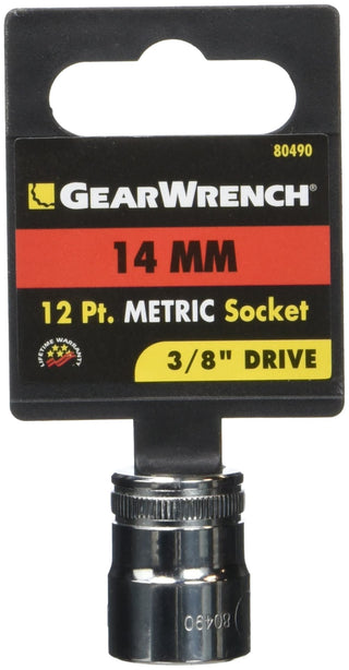 3/8" Drive Standard Metric Socket 14mm by GEARWRENCH – 0.984 in, Alloy Steel, Full Polish Chrome, Model 80490