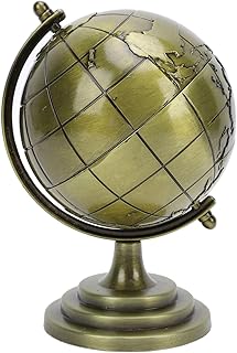 Tyenaza Alloy Metallic World Globe with 360° Rotation, High Precision Educational Map for Schools, Homes, and Offices, Enhances Geographic Knowledge