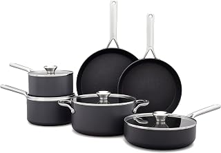 Professional 10 Piece Cookware Pots and Pans Set by OXO – 10-Piece Cookware Pots and Pans Set, 10.0 cups, Ceramic, Black, Model CC004748-001