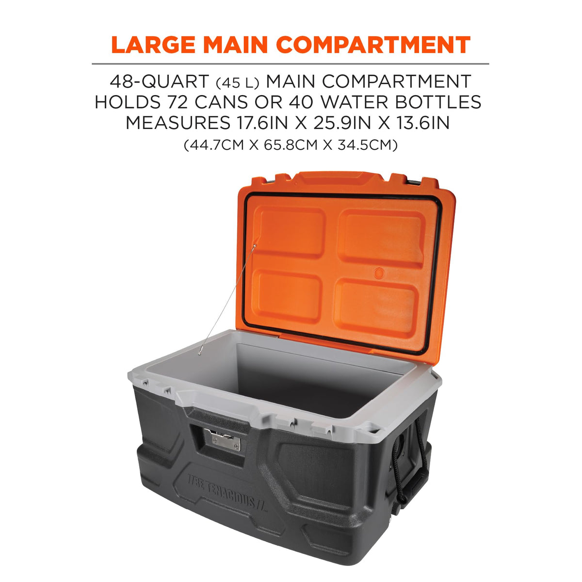 Chill Its 5171 Hard Sided Cooler by Ergodyne – 48-Quart, 48.0 quarts, Polyethylene (PE), Orange and Gray, Model 13171
