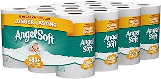 ANGEL SOFT Toilet Paper Bath Tissue, 24 Mega Rolls, 480+ 2-Ply Sheets Per Roll
