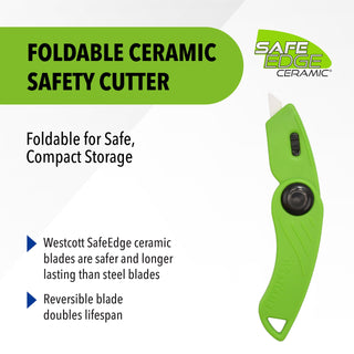 Foldable Ceramic Utility Cutter by Westcott – Pack of 1, Ceramic, Green, Model 17966