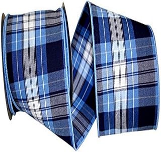 Reliant Ribbon Plaid Ocean Wired Edge Ribbon, 2-1/2 Inch X 10 Yards, Multi