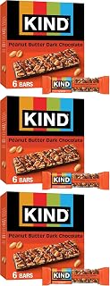 KIND Nut Bars, Peanut Butter Dark Chocolate, Healthy Snacks, Gluten Free, 8g Protein, 6 Count (Pack of 3)