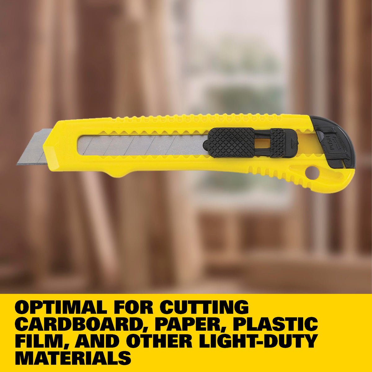 Snap-Off Utility Knife by STANLEY – 18 mm, Stainless Steel, Black, Yellow, Model 10-143P