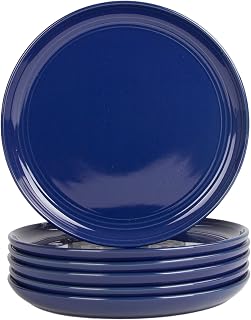 10 Strawberry Street Double Line 8.25" Salad Plate, Set of 6, Cobalt Blue