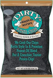 Dirty Kettle Chips Bag, Cracked Pepper and Sea Salt, 4.75 oz., 12 Count, 4.75 Ounce (Pack of 12) | Kettle-cooked dirty potato chips