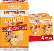 Bumble Bee Lunch On The Run! Chicken Salad Kit (Pack of 4) | Ready to Eat Easy-Open Canned Chicken Salad with Crackers, Cookie & Mixed Fruit - Shelf Stable & Convenient Protein Meal