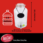 Glass Beverage Dispenser by Tablecraft – 2.5 gallons, Glass, Clear, Model BDG2000