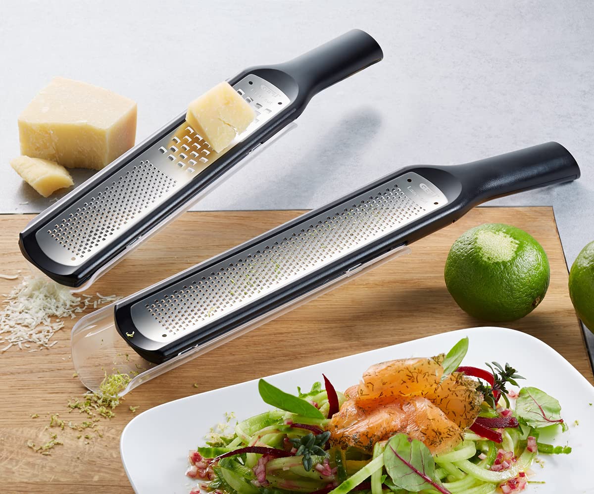 Fine Grater by GEFU – 32.2 x 5.1 x 2.3 cm, Stainless Steel Acrylonitrile Butadiene Styrene, Multicoloured, Model GF24-50470