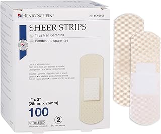 Henry Schein Sheer Strip Adhesive Bandages, 1" x 3", Sterile, 100 Ct