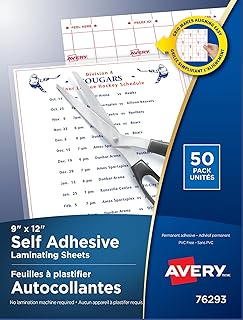 Avery Laminating Pouches Self Adhesive Clear 3mm 9" x 12" 50 Sheets Per Pack (76293)