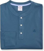 Brooks Brothers Men's Classic Fit All Cotton Long Sleeve Tonal Henley Tee T-Shirt,
