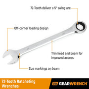 5 Pc. 12 Pt. Ratcheting Combination Wrench Set by GearWrench – 5 piece set, Alloy Steel, Silver, Model 93005