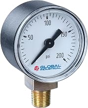 Global Industrial 4" Pressure Gauge, 100 PSI, 1/4" NPT LM, Plastic