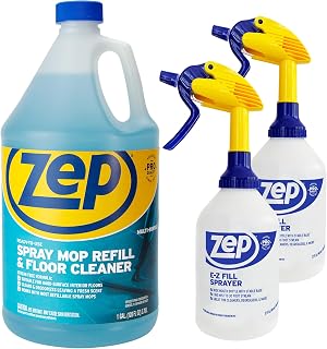 Zep Spray Mop Refill & Floor Cleaner – Streak-Free Shine for Hard Floors – 1 Gallon E-Z Fill Sprayer 2-Pack – Bundle