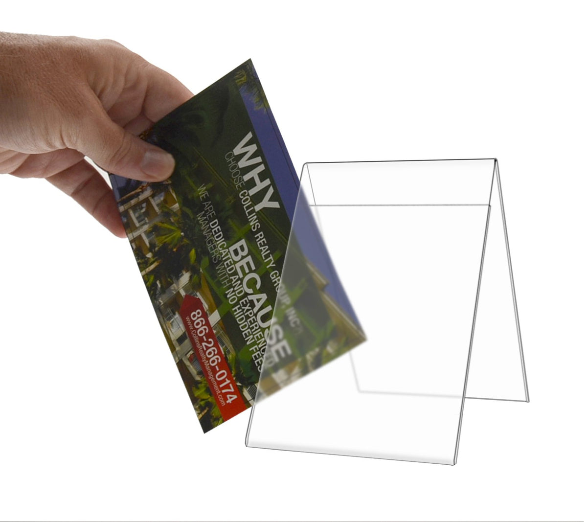 Double-Sided Frame Counter Table Top Sign Holder 4"w x 6"h Advertisements Menu's Photo's Clear Acrylic by Marketing Holders – Plastic, Clear, Model 61401/AHS F 4X6