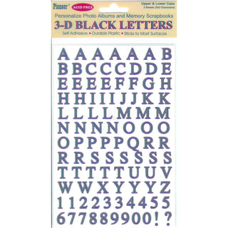 Self-Adhesive 3-D Black Letters by PIONEER – 1/4" to 3/8", Plastic, Black, Model 3DLB