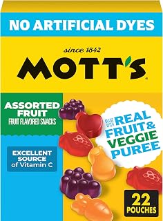 Mott's Assorted Fruit Flavored Snacks, Made with Real Fruit Puree, 22 Pack