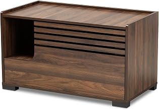 Baxton Studio Claire Modern and Contemporary Walnut Brown Finished Cat Litter Box Cover House