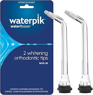 Waterpik Whitening Water Flosser Replacement Tip, Orthodontic, White & Black, 2 Count