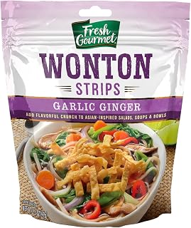 Fresh Gourmet Garlic Ginger Wonton Strips, 3.5oz (Pack of 9) Resealable Bag