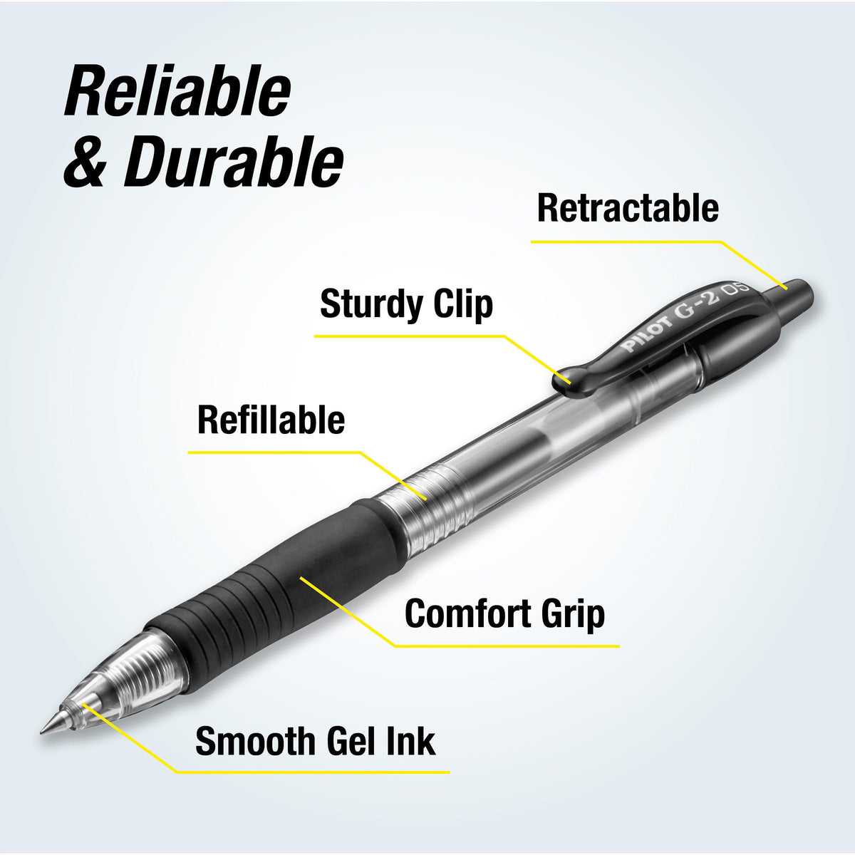 G2 Extra Fine Point Black Gel Ink Pens by PILOT – 12 Count (Pack of 1), Plastic, Black Ink, Model 31002