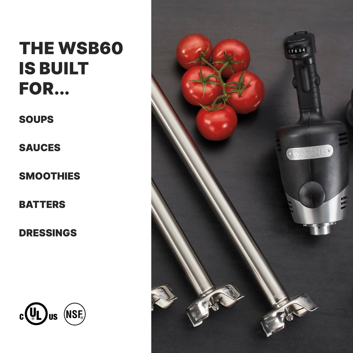 Commercial Big Stix Heavy Duty Immersion Blender by Waring – 25-Gallon, 25.0 gallons, Stainless Steel, 16 Inch Shaft | 25 Gallon Capacity, Model WSB60