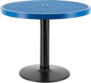 Global Industrial 36" Round Outdoor Cafe Table with Pedestal Base, 29" H, Blue