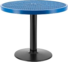 Global Industrial 36" Round Outdoor Cafe Table with Pedestal Base, 29" H, Blue