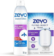 ZEVO Flying Insect Spray & Trap Bundle, 1 Bottle + 1 Base + 1 Cartridge | Kills Flies, Fruit Flies, Gnats, & Mosquitoes, Includes Flying Insect Trap, Aerosol Spray + Plug-In Device